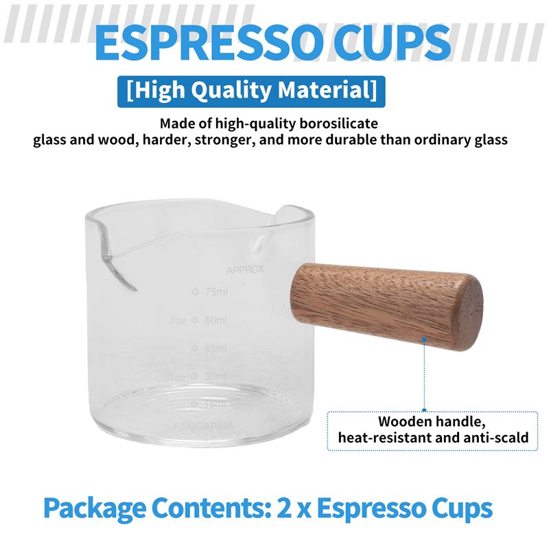 B50C 2Pcs Double Spouts Espres - огляд і ціна Espresso Shot Glass